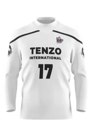 Front view of custom ice hockey jersey with team logo