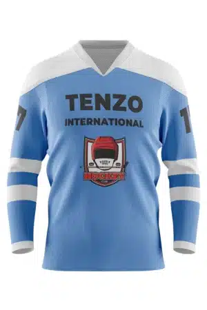 Front view of custom ice hockey jersey with team logo