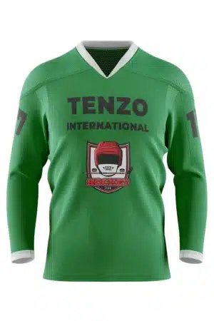 Front view of custom ice hockey jersey with team logo