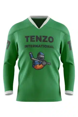 Front view of custom ice hockey jersey with team logo