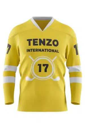 Front view of custom ice hockey jersey with team logo