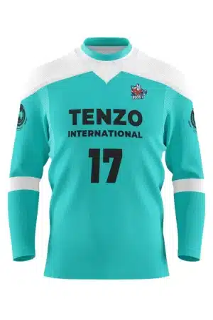 Front view of custom ice hockey jersey with team logo