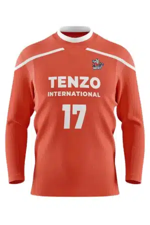 Front view of custom ice hockey jersey with team logo