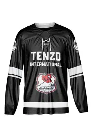 Front view of custom ice hockey jersey with team logo