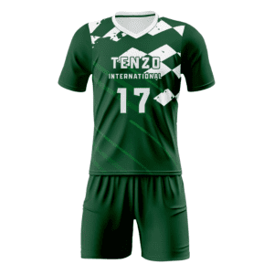 Custom soccer uniform set with sublimated soccer jersey and matching shorts