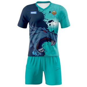 Custom soccer uniform set with sublimated soccer jersey and matching shorts