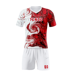Custom soccer uniform set with sublimated soccer jersey and matching shorts