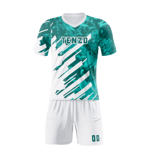 Custom soccer uniform set with sublimated soccer jersey and matching shorts