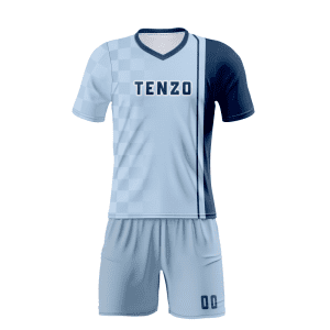 Custom soccer uniform set with sublimated soccer jersey and matching shorts