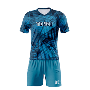 Custom soccer uniform set with sublimated soccer jersey and matching shorts