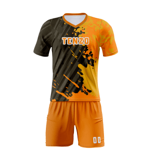 Custom soccer uniform set with sublimated soccer jersey and matching shorts