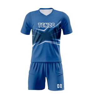 Custom soccer uniform set with sublimated soccer jersey and matching shorts