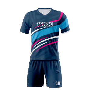 Custom soccer uniform set with sublimated soccer jersey and matching shorts