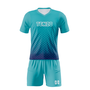 Custom soccer uniform set with sublimated soccer jersey and matching shorts