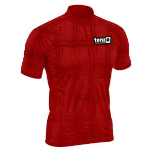 Custom short sleeve cycling jersey with front zipper, stand collar, short sleeves and athletic fit