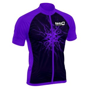 Custom short sleeve cycling jersey with front zipper, stand collar, short sleeves and athletic fit