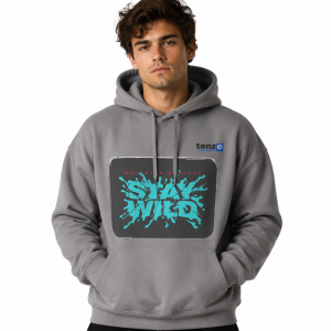 Custom pullover hoodie with integrated hood, long sleeves, kangaroo pocket, ribbed cuffs and hem