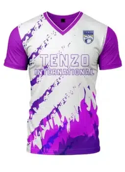 Custom sportswear set with branded t-shirt, leggings, and sports bra in performance fabric.